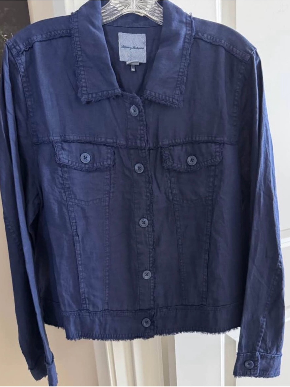Tommy Bahama Womens Navy Button-Front Jacket